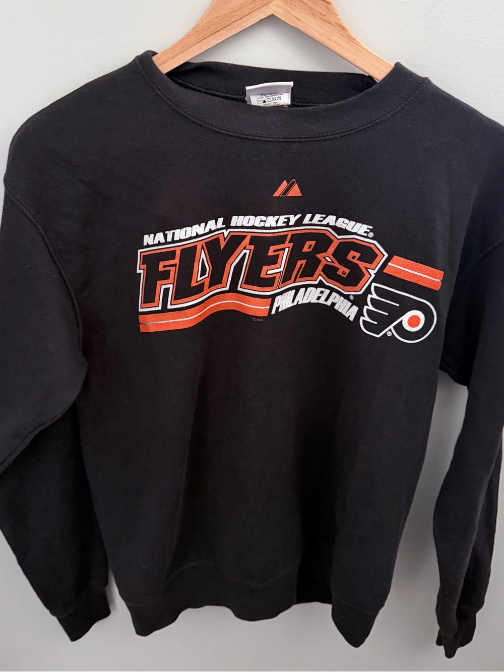 Vintage Majestic Philadelphia Flyers NHL Crewneck Sweatshirt Black Size S